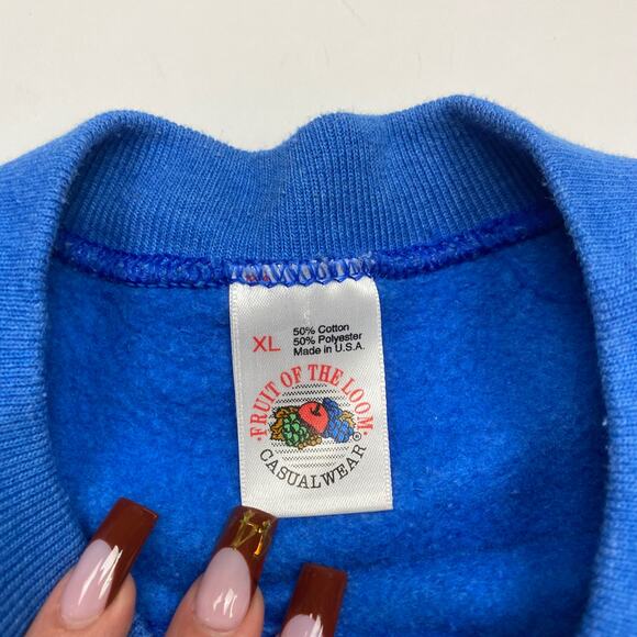 Vintage 90s fruit of the loom basic crewneck blue XL - Picture 2 of 4